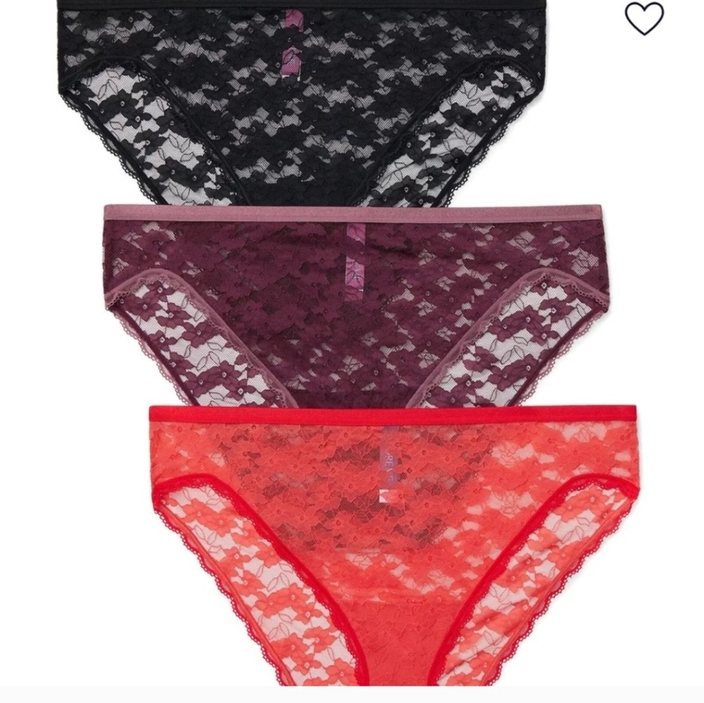 Lace‎ Panty Set - Black, Purple, Red